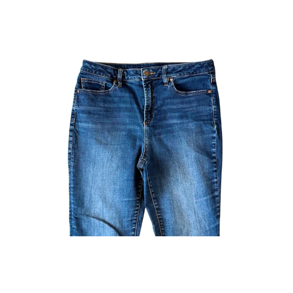 Chico’s Jeans Skinny Ankle High Rise Stretch Frayed Hem Denim Blue Women’s 10R - Picture 2 of 8